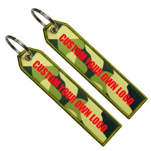 Best Factory <b>Custom</b> Made Brand Logo Red Woven <b>Key</b> Tag Flight Crew Fabric No Moq Embroidery Keychain - Product Image 1