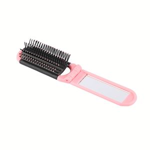 <b>Hot</b> Sale Custom Logo Printed New Design Top Quality Fashion Fold Portable Ribs Shape Hair Brush <b>Comb</b> With Mirror - Product Image 3