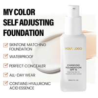 Fond de teint changeant de couleur SPF15, fond de teint vegan, couvrance totale, maquillage changeant de couleur