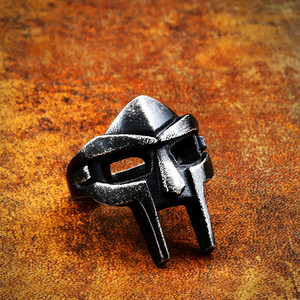 Anello per casco da soldato in acciaio SS8-515R anello da uomo in acciaio inossidabile punk con teschio in argento antico - Product Image 4