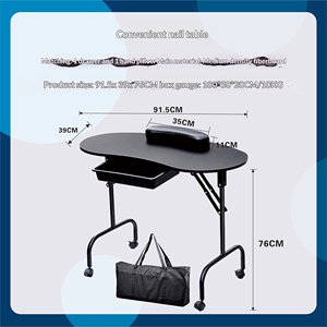 <span class=keywords><strong>Table</strong></span> de <span class=keywords><strong>manucure</strong></span> pliable en cuir véritable, portable, réglable en hauteur, avec tiroir de rangement et repose-main pour salon de beauté - Product Image 6