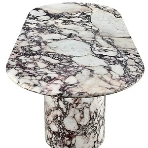 Tavolo da Pranzo in Marmo Bianco Calacatta Viola Italiano di Lusso su Misura con Gambe in Marmo Massiccio - Product Image 6