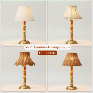 古典的な竹ポールテーブルランプコードレス充電式天然ラタンウィーブLEDタッチコントロールレストラン用調光可能ランプシェード - Product Image 5