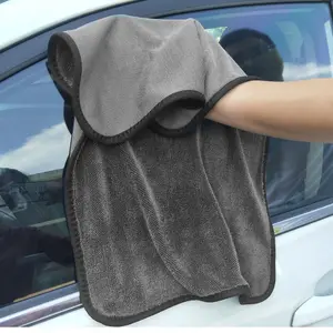 Vente en gros de serviettes en microfibre extra épaisse en molleton de corail serviette de nettoyage de voiture super absorbante et douce avec logo personnalisé