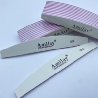 Lime à ongles blanche double face courbée demi-lune grain 100/180 180/240 réutilisable durable outil professionnel de salon de beauté logo personnalisé