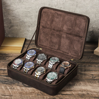 Dropshipping Luxe Coffret de Rangement pour 8 Montres en Cuir Crazy Horse, Étui de Voyage pour Montres avec Logo Personnalisé, Stock Disponible CF1203