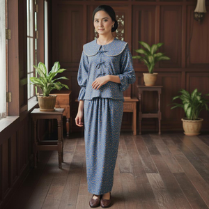 Kebaya vintage brodée, moden sulam kerawang, dentelle écologique, motif géométrique, fabricant direct, Raya 2025 - Product Image 1