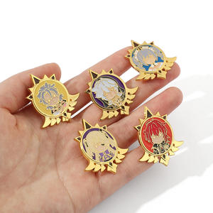 Wowei Anime dibujos animados Genshin impacto insignia Zhongli <span class=keywords><strong>Ganyu</strong></span> Rezaduk Metal broche escuela insignia pines - Product Image 2