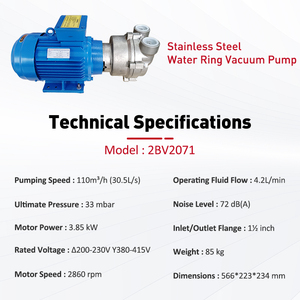 Wordfik 2BV2071 SS304 SS316 Corrosion Resistant 33mbar <strong>5HP</strong> Water Ring Vacuum <strong>Pump</strong> for Chemical Industry - Product Image 2
