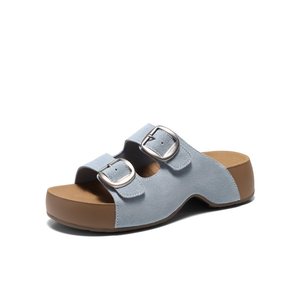 Women's Chunky-Soled <b>Sandals</b> 2026 New Arrival Retro Suede <b>Flat</b>-Heel Elevated <b>Sandals</b> Summer Outings - Product Image 3