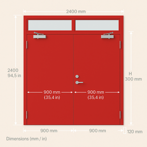 תעשייתי כפול אדום דלת אש מניעת אש בנייה פלדה מגולוון עבור קניון בית החולים - Product Image 6