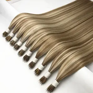 Raw Virgin Unprocessed Bonded Keratin Double Drawn Nano Tip Natural 100% Real European Nano Tip Human Hair Extensions