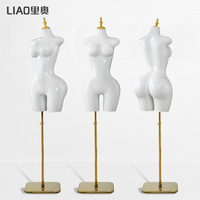 Maniquí de Lencería Femenina Curvy de Talla Grande, Torso de Plástico ABS con Base Ajustable, Postura de Pie, para Exhibición en Escaparates de Tiendas de Moda, Ropa Interior