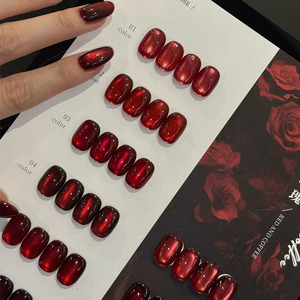 Ensemble de vernis à ongles en gel UV effet œil de chat, série rouge, 10 couleurs, gel magnétique pour manucure en salon - Product Image 5