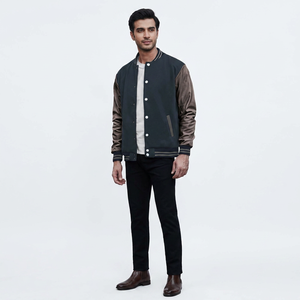 High Quality Custom Logo Men's <b>Winter</b> <b>Leather</b> <b>Jacket</b> New Arrival Classic Solid Plain CollegeBaseballjacket for men - Product Image 1