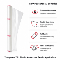 Film de protection de peinture PPF transparent brillant en TPU hydrophile de 1,52 m x 15 m, réparable à la chaleur, pour enveloppement de voiture