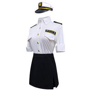 Conjunto de Uniforme de Policía Femenina, Top Elástico, Falda, Gorra, Disfraz de Juego de Roles, Disfraz de Mujer - Product Image 2
