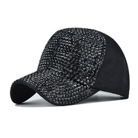 Venta caliente Rhinestone Bling Lady Mujeres Sombrero de béisbol Blue River CZ Diamond See Shell Plain Outdoor Sport Cap