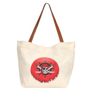Sac fourre-tout en toile personnalisé avec poignées en cuir et boucle magnétique, sacs de shopping personnalisés avec logo pour femmes - Product Image 2