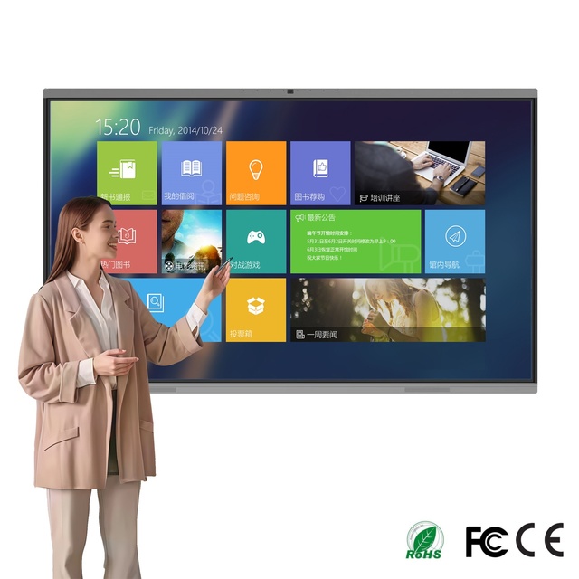65/75/85/86/98/110 Inch LCD Interactive Smart Conference Classroom All-in-One Teaching Board 20-Point Multi-Touch Metal Frame 4K