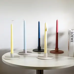 MAXERY Tempat Lilin Keramik, Pegangan Tengah Meja Tempat Lilin Lancip Kerajinan Tangan Spiral Modern