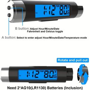 Car <strong>Clock</strong> and Temperature With Fahrenheit Backlight 2-in-1, Small Electronic <strong>Clock</strong> for Dashboard Car <strong>Clock</strong>, Vehicle <strong>Digital</strong> Dash - Product Image 4