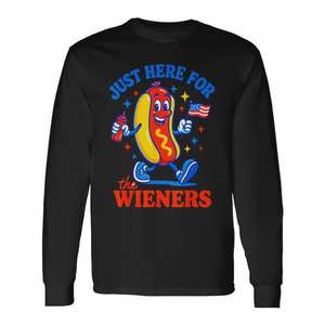 Camiseta de manga larga Just Here For The Wieners 4th Of July Hot Dog - Product Image 1