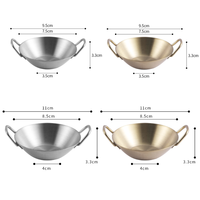Mini plat en acier inoxydable SUS304 de qualité alimentaire avec doubles poignées, petit plat de service pour les collations coréennes, plat à trempette, usage commercial