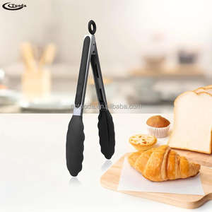 Small Serving Kitchen <strong>Tongs</strong> 7 Inch Food Grade <strong>Mini</strong> Baking Cooking Stainless Steel Silicone Barbecue Grilling Frying <strong>Tongs</strong> - Product Image 1