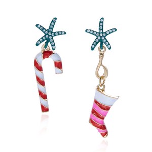 Pendientes Colgantes Asimétricos Resoul con Cristales Brillantes y Esmalte, Joyería para Fiestas Navideñas - Product Image 5