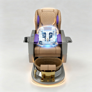 Fauteuil de pédicure électrique inclinable et massant pour salon de manucure, mobilier de salon de beauté rose haut de gamme avec spa pour les pieds - Product Image 4