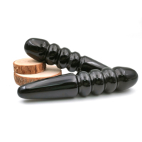 Bâton de massage en obsidienne noire refroidissante, pierre en verre volcanique naturel en forme de S pour la thérapie chaude et froide