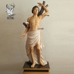 Escultura Cristiana Clásica para Decoración de Exteriores, Estatua de San Sebastián de Tamaño Real en Fibra de Vidrio, Estilo Ejército Romano - Product Image 4