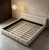 Lit en métal et tissu moderne, rembourré, avec rangement, en bois, pour chambre à coucher, mobilier de maison économique, vente en gros, durée de vie 3-5 ans