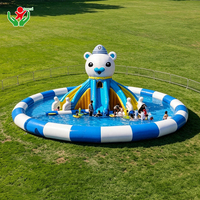 Tobogán Acuático Inflable Gigante con Pared de Escalada para Parques Temáticos y Fiestas de Verano