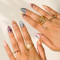Offre Spéciale – Nouveaux Ongles Press-On en Acrylique Pastel, Motifs Rayures et Pois Macaron, Peints à la Main Tournesol, Papillon, Coccinelle