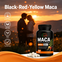 Compléments alimentaires FJSquare Maca Men Power Plus, extrait de Maca jaune, rouge et noir, 1000 mg, capsules de racine de Maca