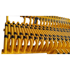 Colonne tubulaire ronde de stationnement <span class=keywords><strong>en</strong></span> métal <span class=keywords><strong>en</strong></span> forme de <span class=keywords><strong>U</strong></span> jaune et noir avec base carrée - Product Image 4