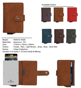 Tarjetero de Aluminio CardHoda, Cartera Corta con Bloqueo RFID de Cuero Genuino, Cierre a Presión Minimalista Unisex, Color Marrón - Product Image 3
