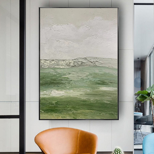 Mintura Wabi-Sabi pintura al óleo verde abstracta lienzo pintado a mano para decoración de boda sala de estar comedor hogar Art <span class=keywords><strong>Deco</strong></span> colgante - Product Image 2