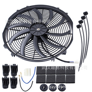 12V 120W <b>16</b>-<b>Inch</b> 10-Blade Curved Blade Radiator <b>Fan</b> For Car Cooling Upgrade With Mounting Kit - Product Image 2