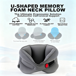 Reposacabezas de poliéster en forma de U plegable portátil inflable automático almohada <span class=keywords><strong>para</strong></span> dormir <span class=keywords><strong>para</strong></span> el cuello <span class=keywords><strong>para</strong></span> avión viaje en coche - Product Image 2