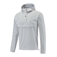 Veste de course d'extérieur pour homme, automne-hiver, demi-zip, en nylon imperméable, chaude, à capuche, séchage rapide, sport