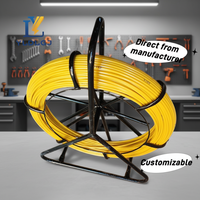 YILI 6mm*150m Carrete de Cinta Pasacables de Fibra de Vidrio con Soporte y Marco de Jaula, Extractor de Cables para Ductos y Tuberías, Kit de Instalación para Profesionales