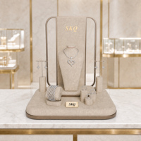 SKQ métal amant Beige microfibre bijoux affichage vitrine bijoux affichage bijoux affichage ensemble anneau Bracelet boucle d'oreille collier