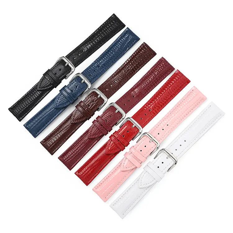 16mm 18mm 20mm 22mm 24mm blue red white watch strap Pin buckle genuine leather Mechanical quartz watch band
