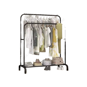 Porte-manteau pliant portable en métal à double niveau avec cintres en tissu pliables et peu encombrants – Vente en gros - Product Image 1