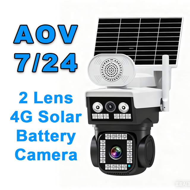 PIX-LINK Wholesale Wireless Outdoor Solar Camera 4G SIM Card 4MP Solar Battery Powered Camera CCTV 2 Lens AOV Solar Power Camera
