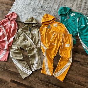 Ensemble de survêtement pour homme avec logo brodé personnalisé, lavage à l'acide, streetwear, sweat-shirt et pantalon de survêtement délavés - Product Image 2