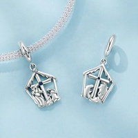 OEM Plata de naissance en argent sterling 925 pendentif en cristal porte-bonheur breloque collier à faire soi-même gravable personnaliser croix breloques pour la fabrication de bijoux